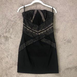 Black Strapless Cocktail Length Dress